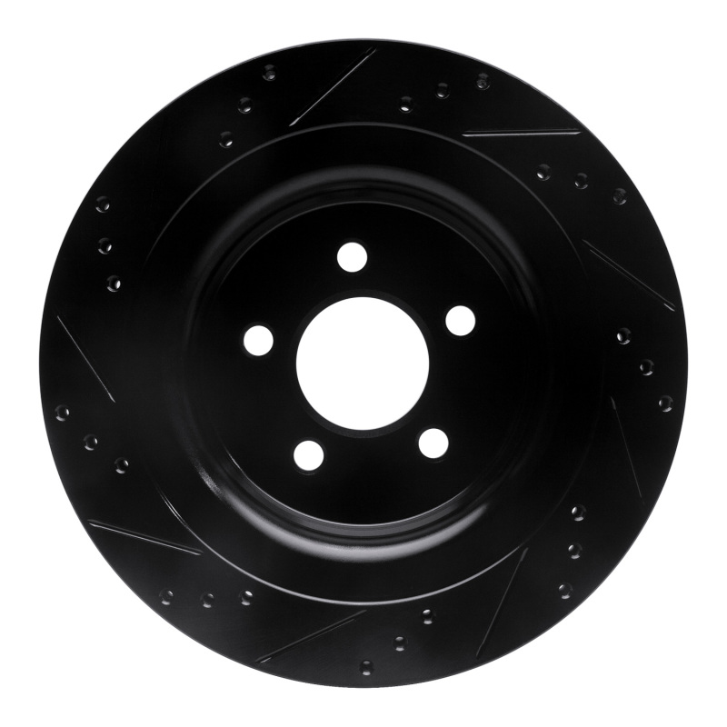 Ford Mustang Brake Rotor (1) - Rear Right - R1 Concepts - Drilled & Slotted - Black - `15-`23